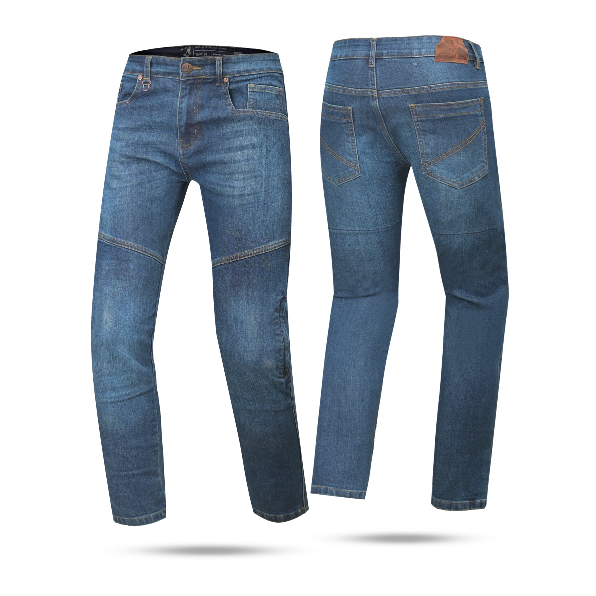 BELA STROKE Denim Jeans Moto Calcas Azul Spray 30L