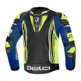 BELA BEAST Moto Couro Homem Preto Branco Amarelo Azul
