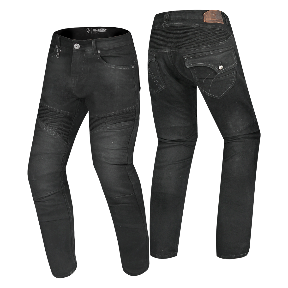 BELA ROSEKIN Women's Denim Jeans Motorcycle Pants Black Spray 30L – 3 – Maximomoto PT