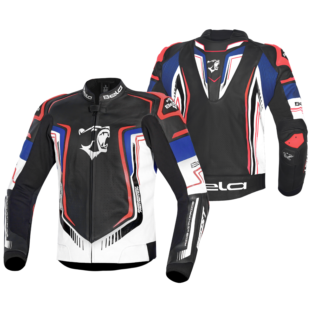 BELA BEAST Moto Couro Homem Preto Branco Azul Vermelho – 2 – Maximomoto PT