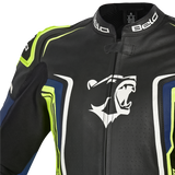 BELA BEAST Moto Couro Homem Preto Branco Amarelo Azul