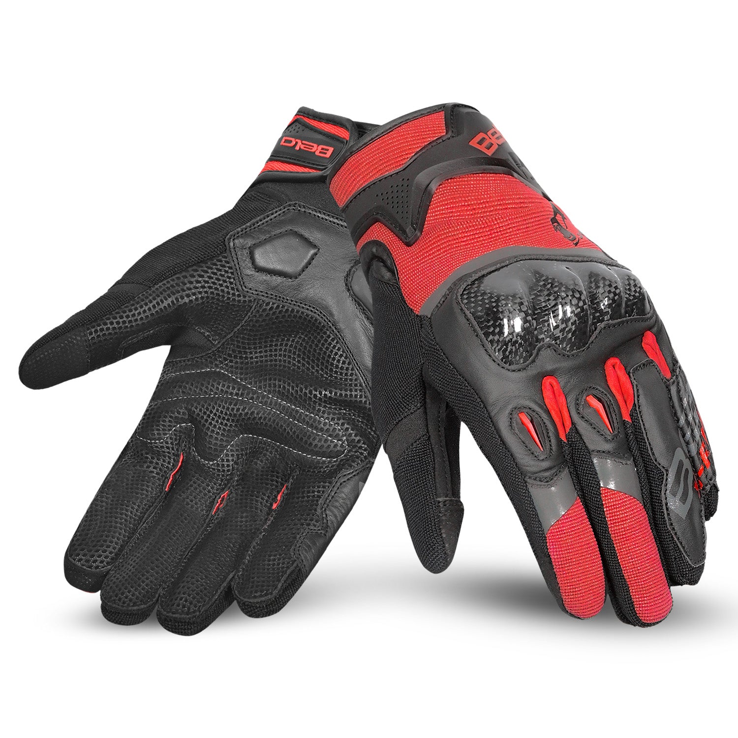 BELA DARING Men's Motorcycle Textile Gloves Red Black – 1 – Maximomoto PT