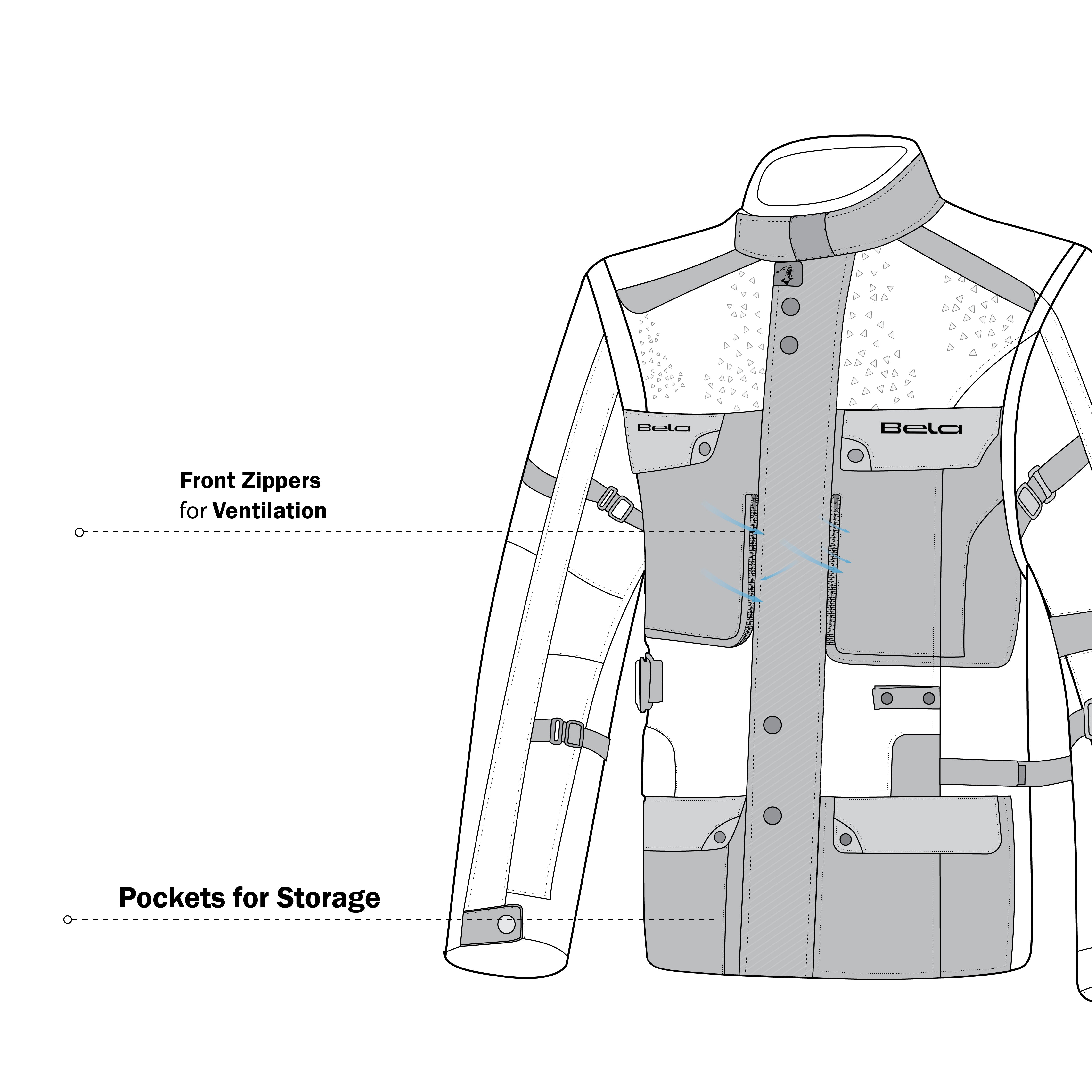 BELA CROSSROAD EXTREME WP Motorcycle Textile Jackets Ice Gray Black – 13 – Maximomoto PT