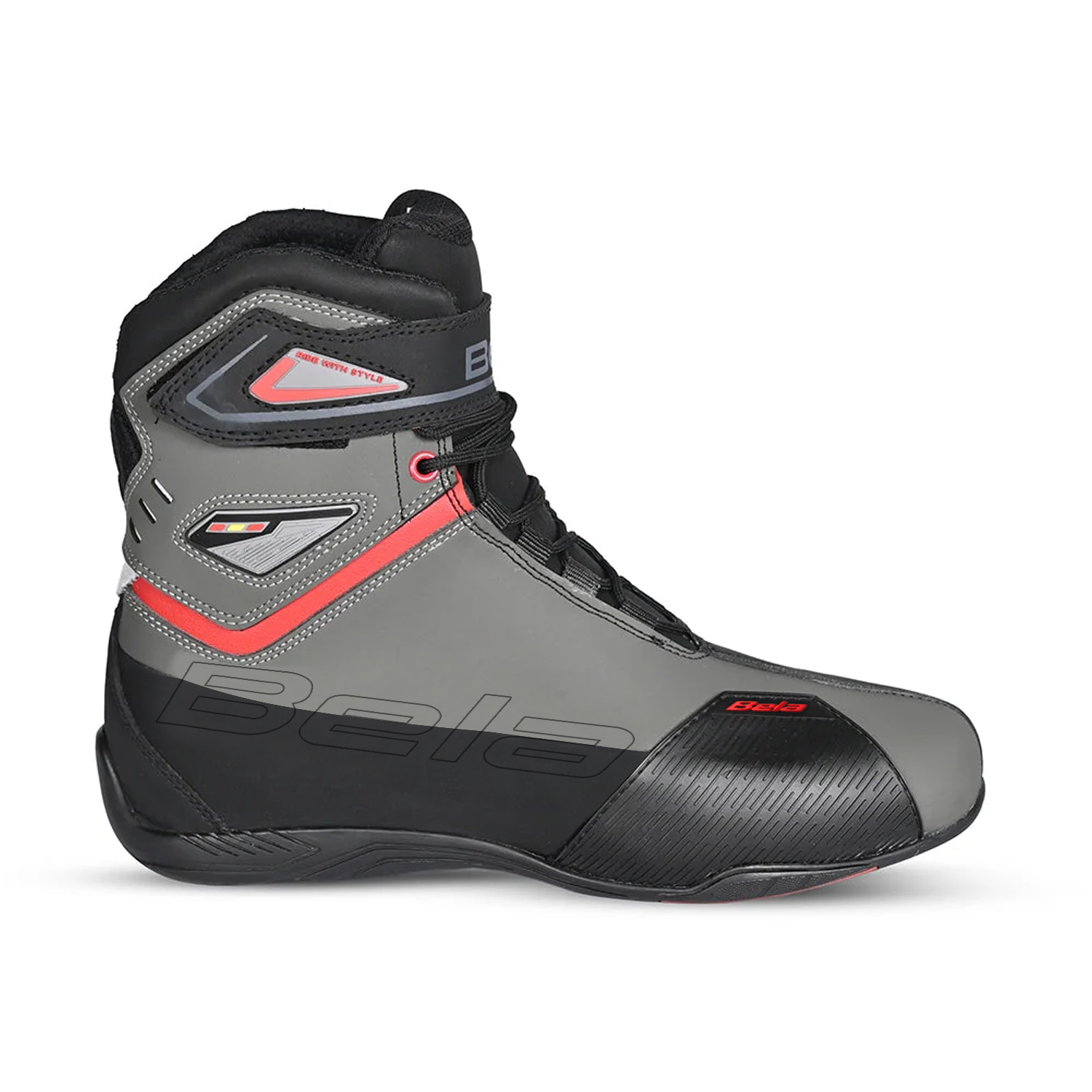 BELA BLAZE Moto Couro Botas Homem Preto Cinza Vermelho – 4 – Maximomoto PT