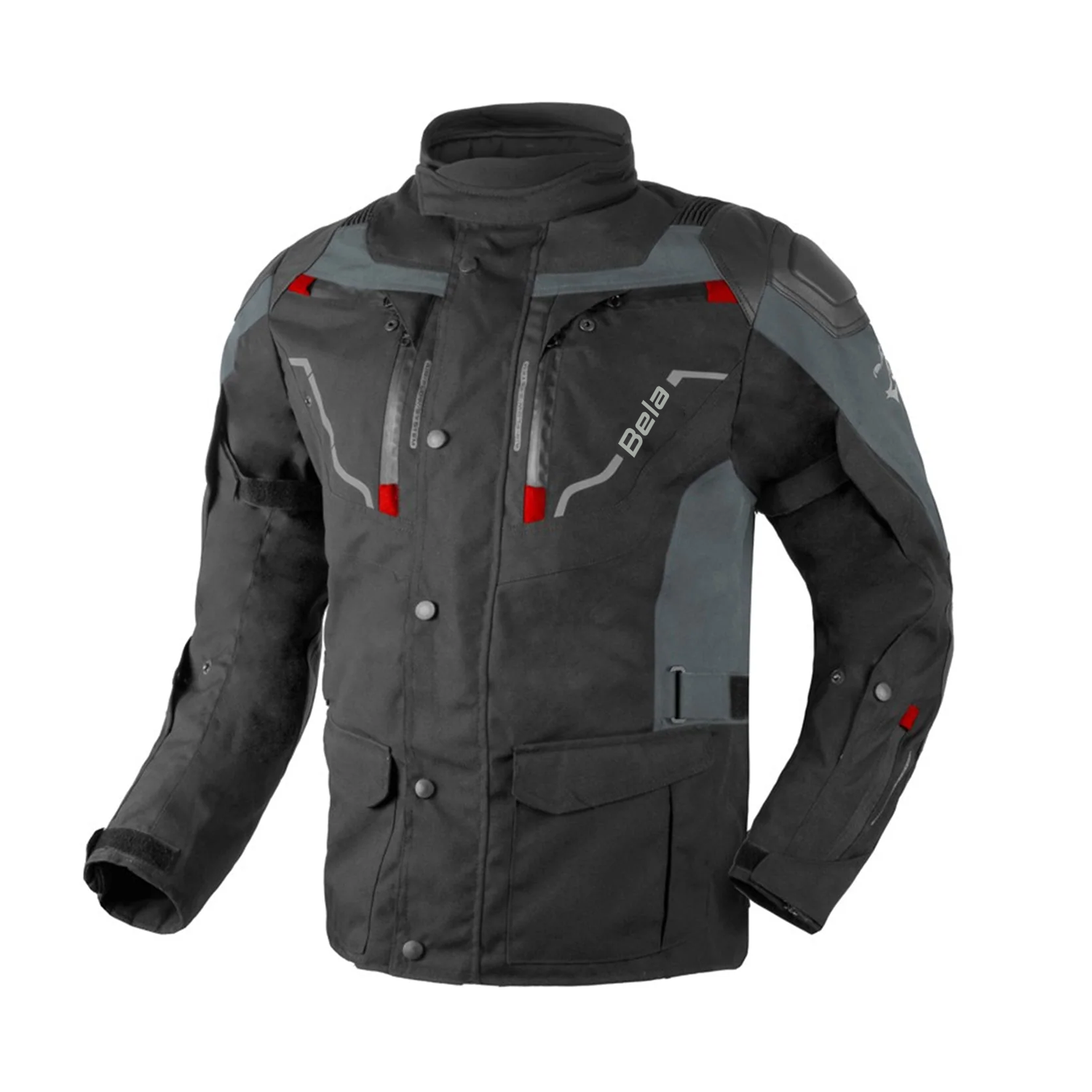BELA NORDIC 4 Moto Textil Casaco Preto Cinza Vermelho – 1 – Maximomoto PT