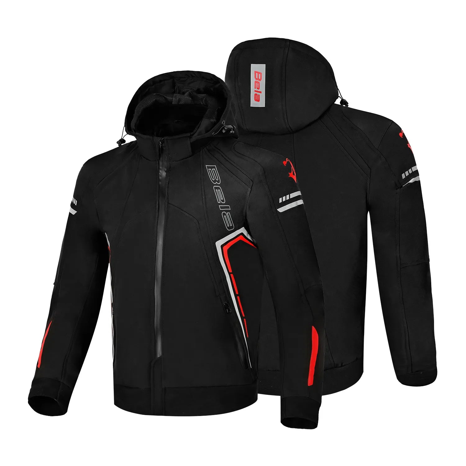BELA BREEZE Soft Shell Moto Hood Black Red – 2 – Maximomoto PT