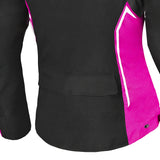 BELA ELANUR CASACOS TEXTIL DE MOTO SENHORA PRETO ROSA