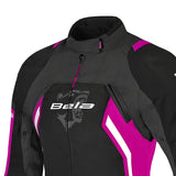 BELA ELANUR CASACOS TEXTIL DE MOTO SENHORA PRETO ROSA