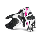 BELA BLAST Women's Motorcycle Leather Gloves Black White Pink – Maximomoto PT