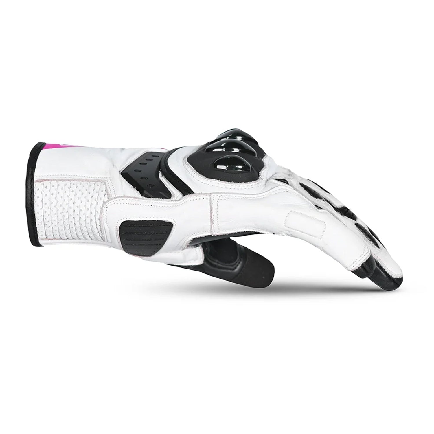 BELA BLAST Luvas De Moto Senhora Couro Preto Branco Rosa – 5 – Maximomoto PT