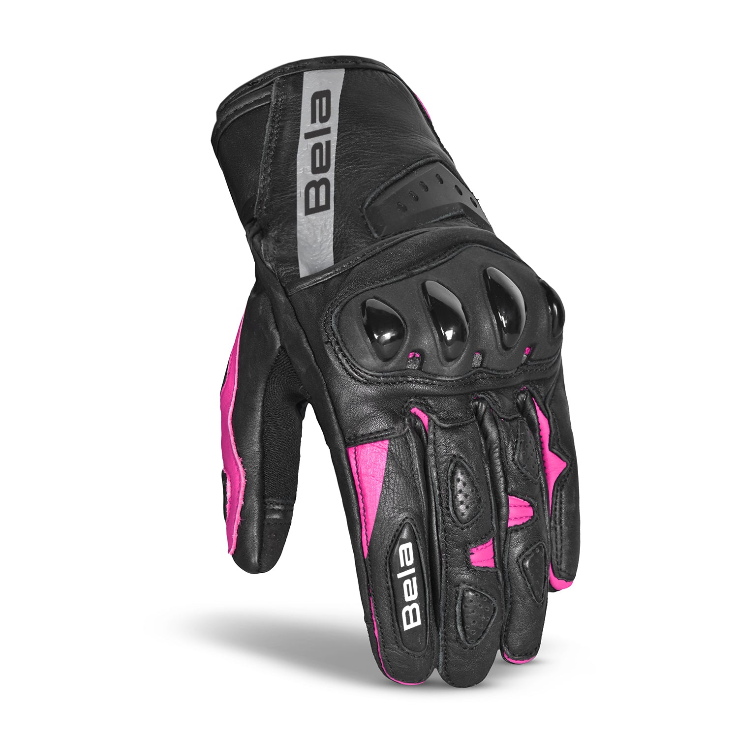 BELA BLAST Motorcycle Leather Gloves for Women, Black and Pink – 2 – Maximomoto PT