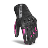 BELA BLAST Motorcycle Leather Gloves for Women, Black and Pink