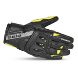 BELA BLAST Men's Motorcycle Leather Gloves Black Fluorescent Yellow