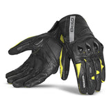 BELA BLAST Men's Motorcycle Leather Gloves Black Fluorescent Yellow