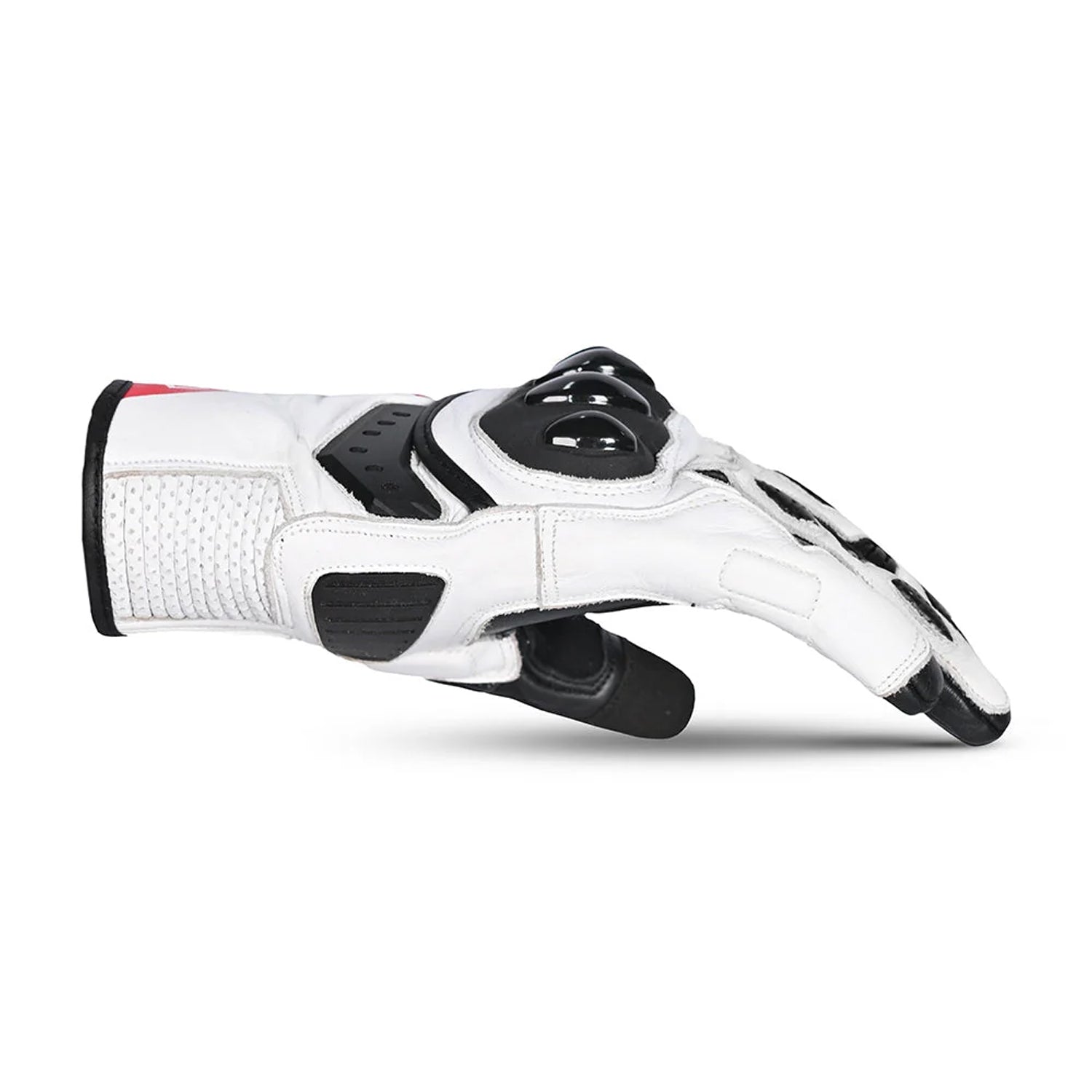 BELA BLAST Men's Motorcycle Leather Gloves Black White Red – 5 – Maximomoto PT