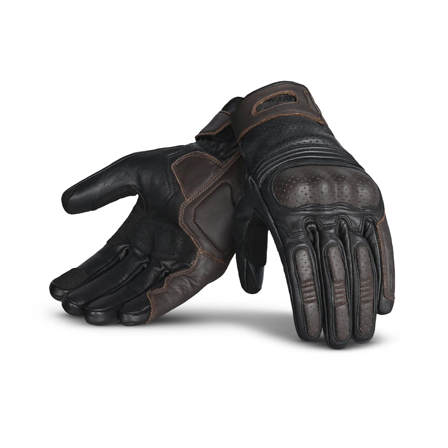 BELA RUSH Motorcycle Men's Leather Gloves Black Brown – 1 – Maximomoto PT