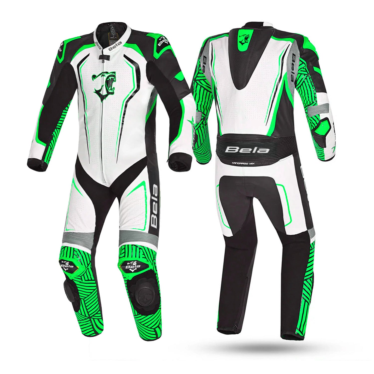BELA NORTH STAR 1 PC Motorcycle Suits White Black Green – 2 – Maximomoto PT