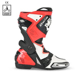 BELA RACE PRO (R-6) Leather Motorcycle Boots White Black Red