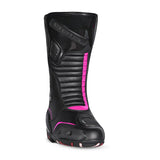 BELA STRIP Senhora Moto Couro Botas Preto Rosa Fluor