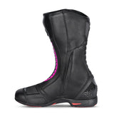 BELA STRIP Senhora Moto Couro Botas Preto Rosa Fluor