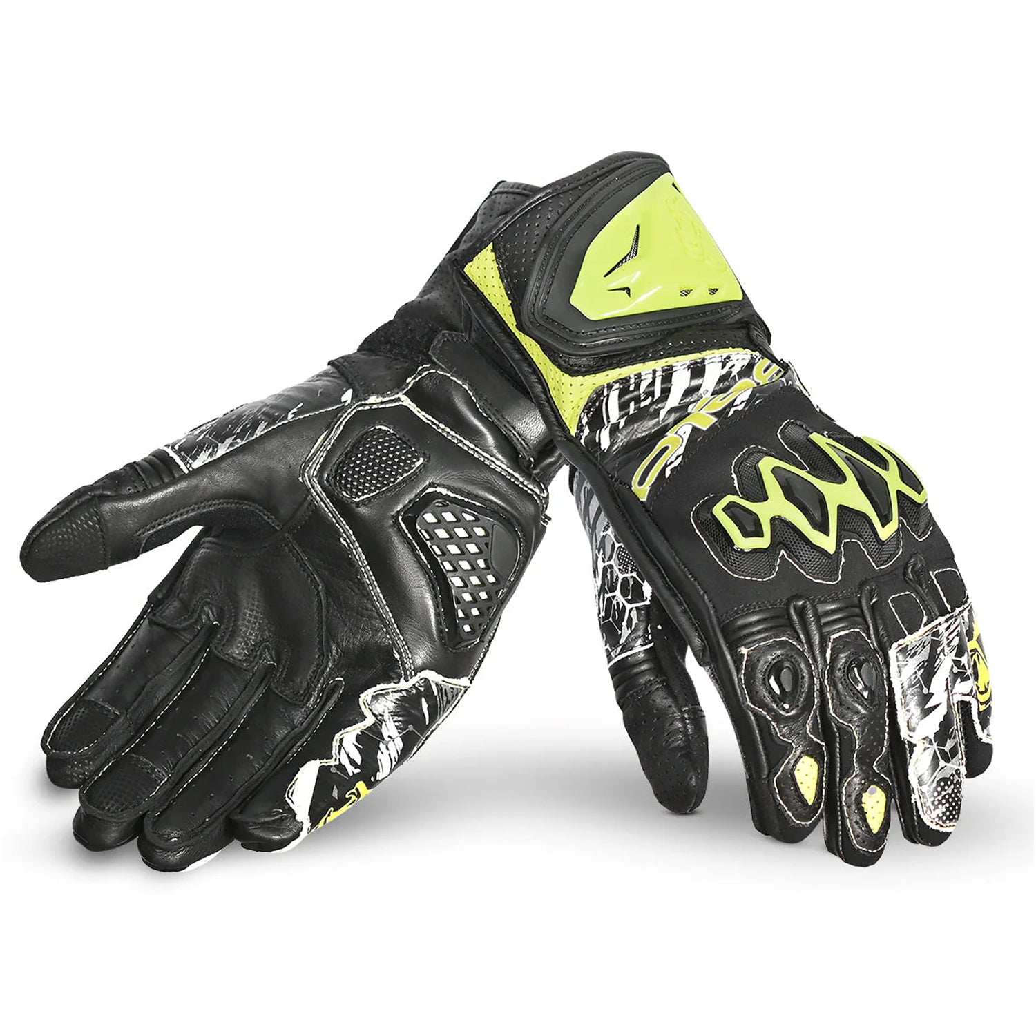 BELA ARMOUR PRO Luvas De Moto Couro Preto Amarelo – 1 – Maximomoto PT