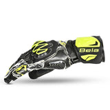 BELA ARMOUR PRO Luvas De Moto Couro Preto Amarelo