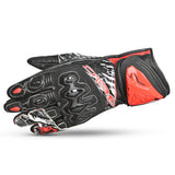 BELA ARMOUR PRO Luvas De Moto Couro Preto Vermelho