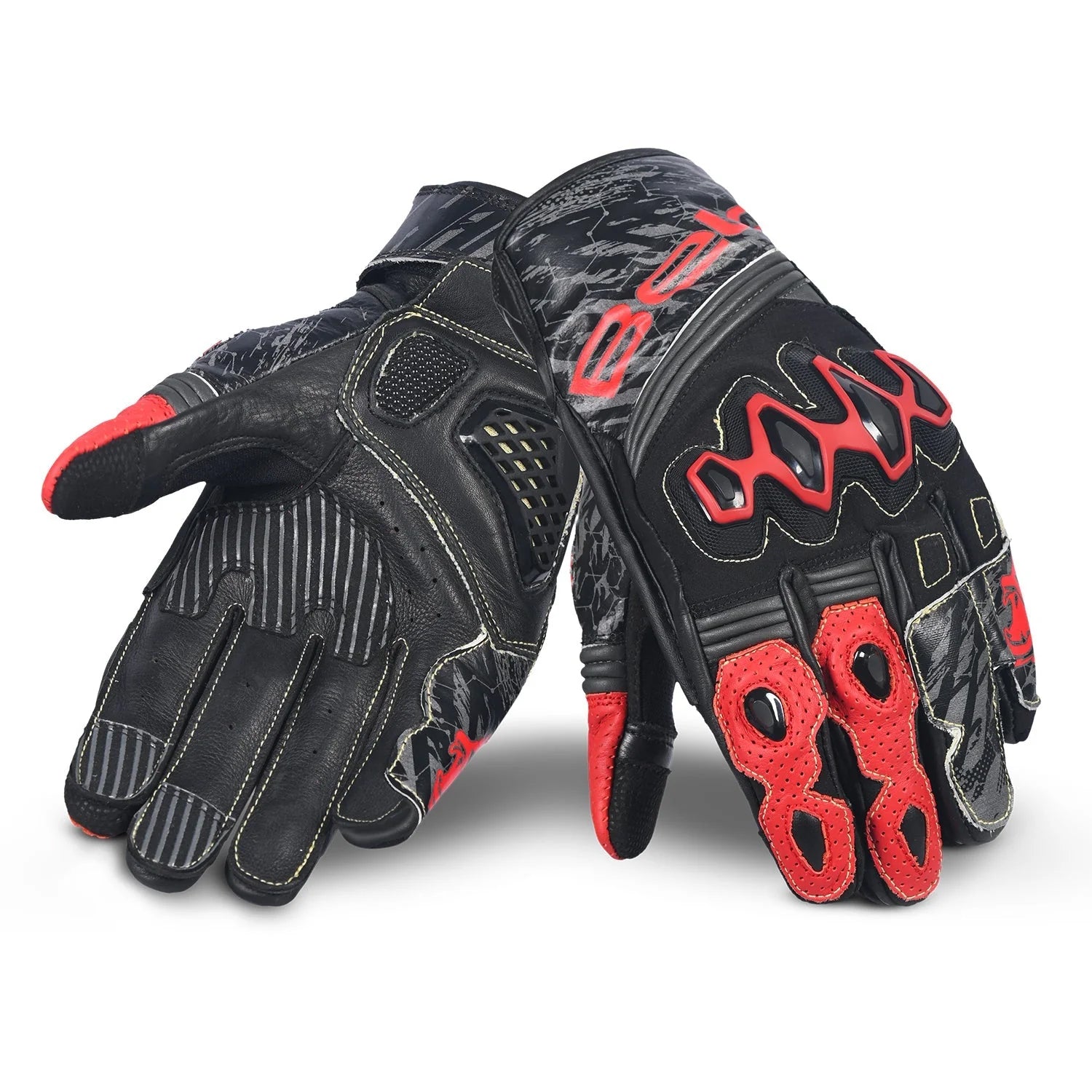 BELA ARMOUR PRO Moto Curta Luvas Preto Vermelho – 1 – Maximomoto PT