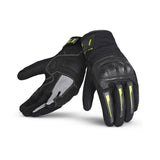 BELA DRIFT Women's Motorcycle Textile Gloves Black Fluorescent Yellow