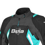 BELA ELANUR Moto Textile Women's Jackets Black Turquoise