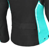 BELA ELANUR TEXTIL CASACOS DE MOTO SENHORA PRETO TURQUESA