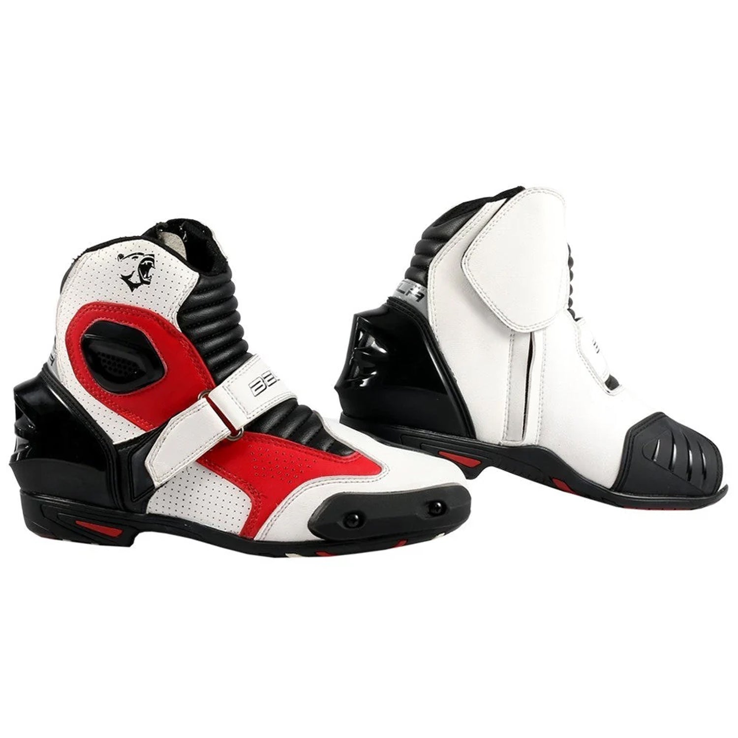BELA FASTER Botas De Moto Couro Branco Vermelho – 3 – Maximomoto PT