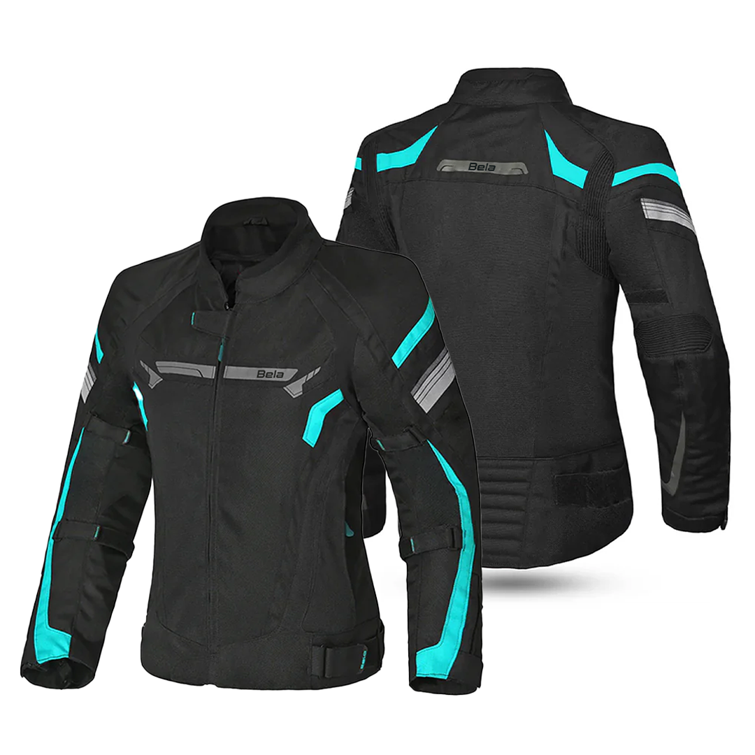 BELA HIGHLAND Women's Motorcycle Jacket Turquoise Black – 2 – Maximomoto PT