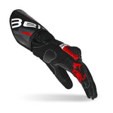 BELA LEMOX Black and Red Leather Motorcycle Gloves