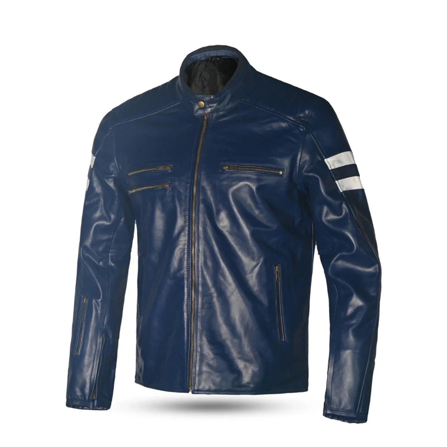 BELA MILANO Motorcycle Leather Fashion Jackets Blue White – 1 – Maximomoto PT