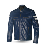 BELA MILANO Motorcycle Leather Fashion Jackets Blue White