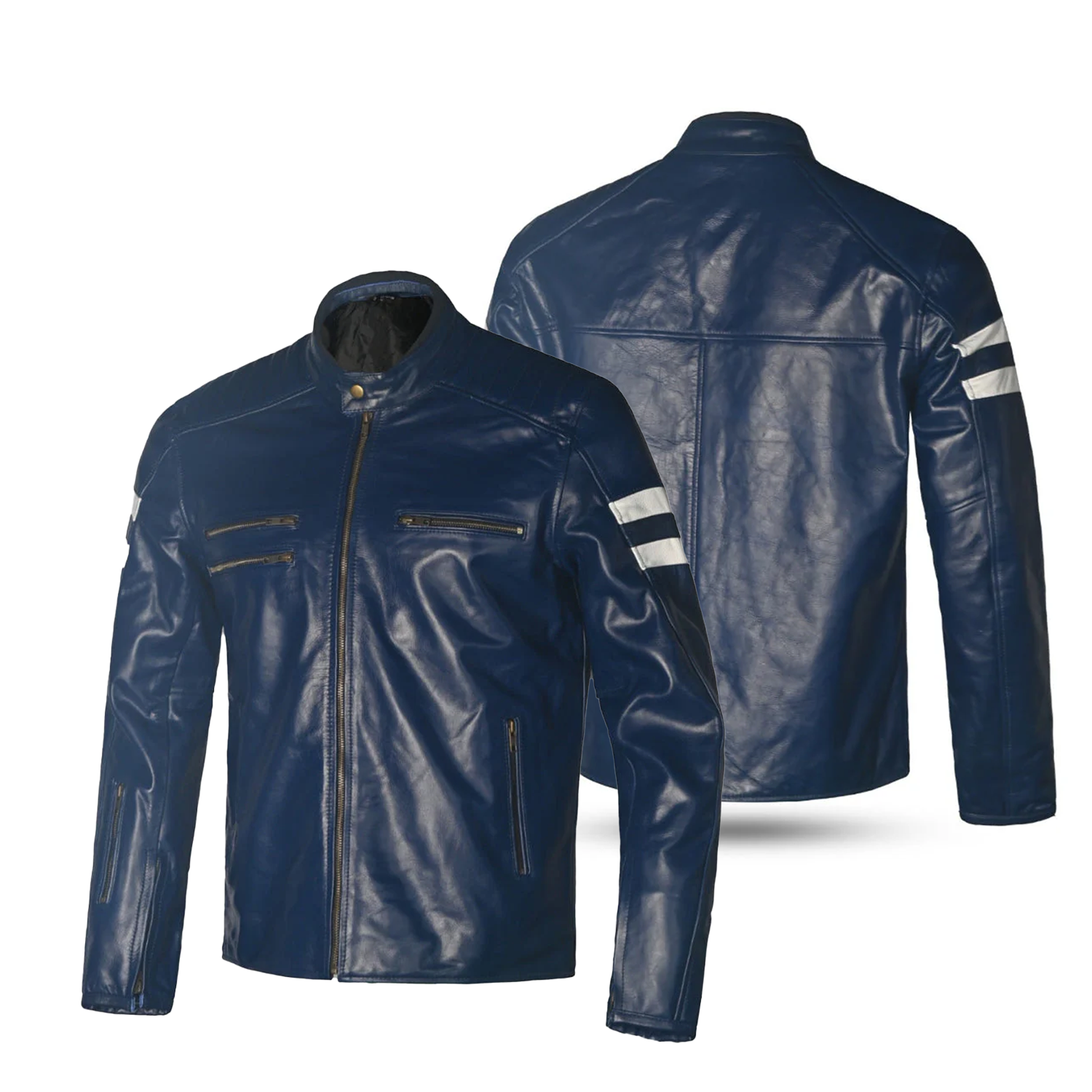 BELA MILANO Motorcycle Leather Fashion Jackets Blue White – 2 – Maximomoto PT