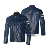 BELA MILANO Motorcycle Leather Fashion Jackets Blue White