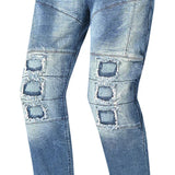 BELA PISTON Denim Jeans Moto Homem Calcas 32L Escuro Azul Spray