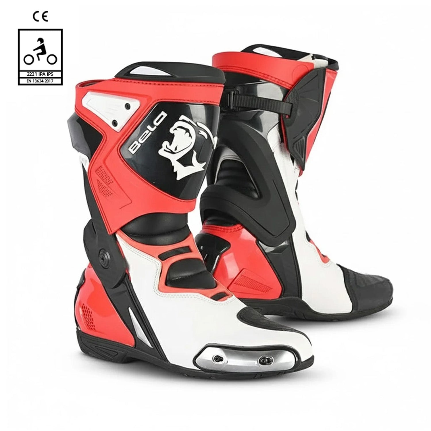 BELA RACE PRO (R-6) Moto Couro Botas Branco Preto Vermelho – 1 – Maximomoto PT