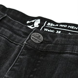 BELA RIO Denim Jeans Moto Homem Calcas Preto 32L
