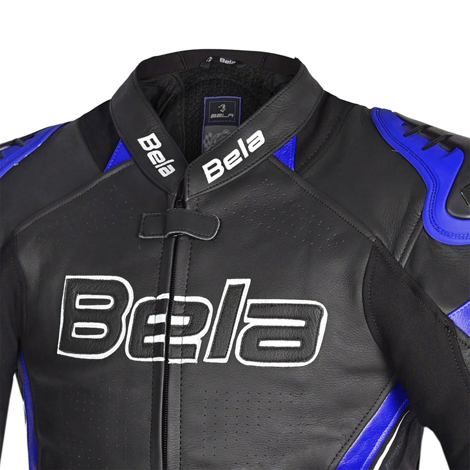 BELA Rocket Men's Motorcycle Leather Jackets Black Blue – 6 – Maximomoto PT