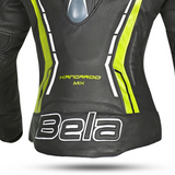 BELA Rocket Women's Motorcycle Leather Jackets Black Yellow Fluorescent