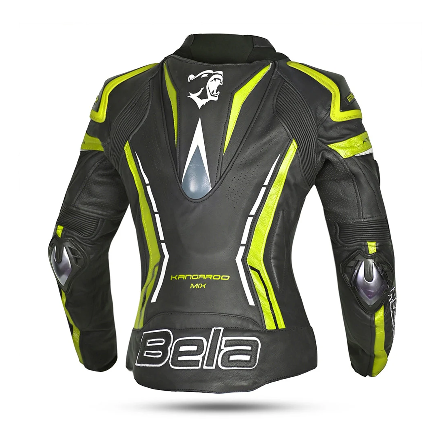BELA Rocket Women's Motorcycle Leather Jackets Black Yellow Fluorescent – 3 – Maximomoto PT