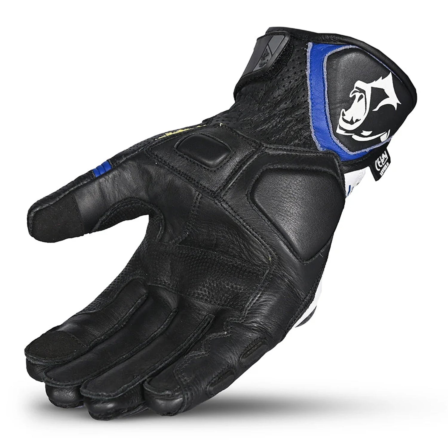 BELA ROCKET Luvas De Moto Couro Curta Branco Azul Preto – 5 – Maximomoto PT
