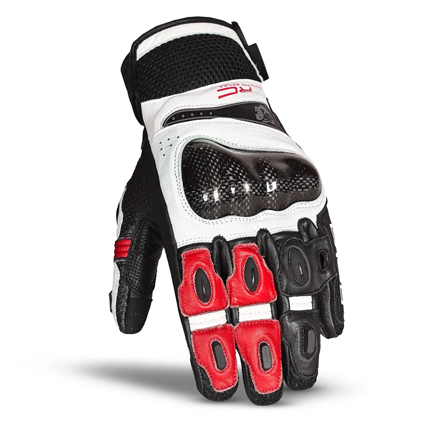 BELA ROCKET Leather Motorcycle Gloves Short White Red Black – 3 – Maximomoto PT