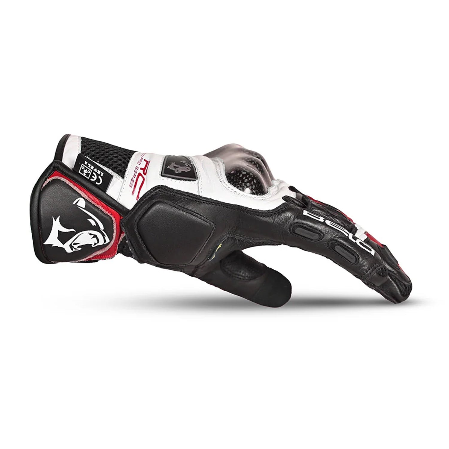 BELA ROCKET Leather Motorcycle Gloves Short White Red Black – 4 – Maximomoto PT