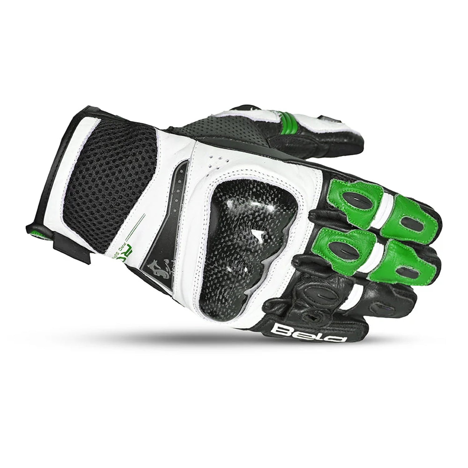 BELA ROCKET Moto Couro Curta Luvas Branco Verde Preto – 2 – Maximomoto PT