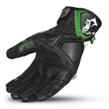 BELA ROCKET Moto Couro Curta Luvas Branco Verde Preto