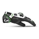 BELA ROCKET Moto Couro Curta Luvas Branco Verde Preto